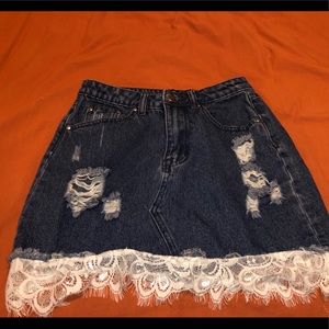 denim lace skirt
